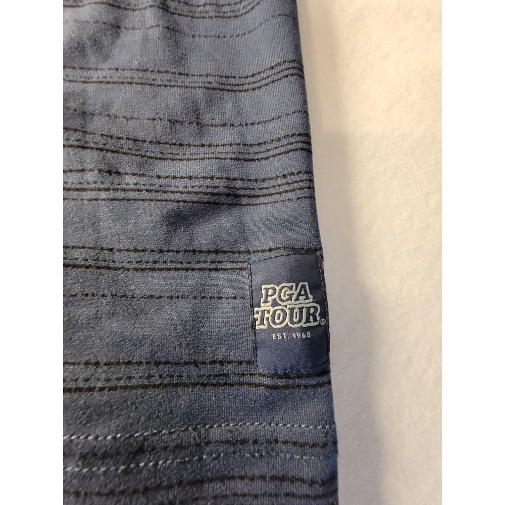 PGA Tour Hoodie Tee Men's L Textured Stripe Long Sleeve Hooded Shirt Blue - Picture 3 of 6